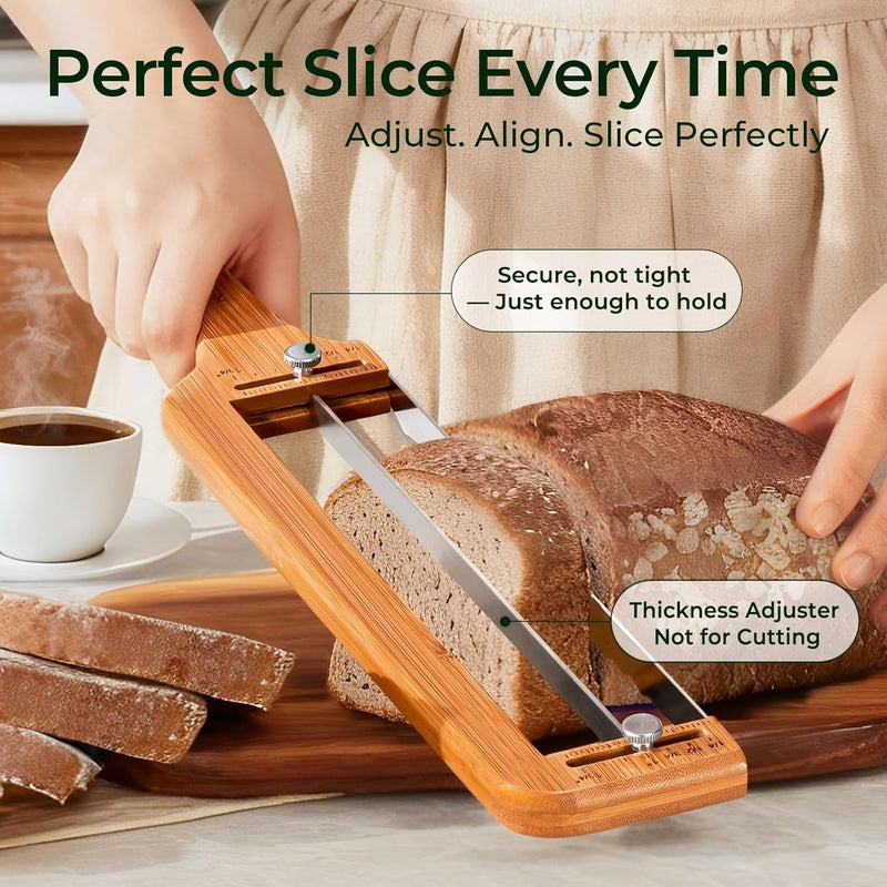 keechee Bread Pilot Adjustable Bread Knife – Upgraded Bread Slicer for Homemade & Sourdough Loaves, Serrated Stainless Blade with Precision Thickness Guide, Gift for Artisan Bakers - Image 2